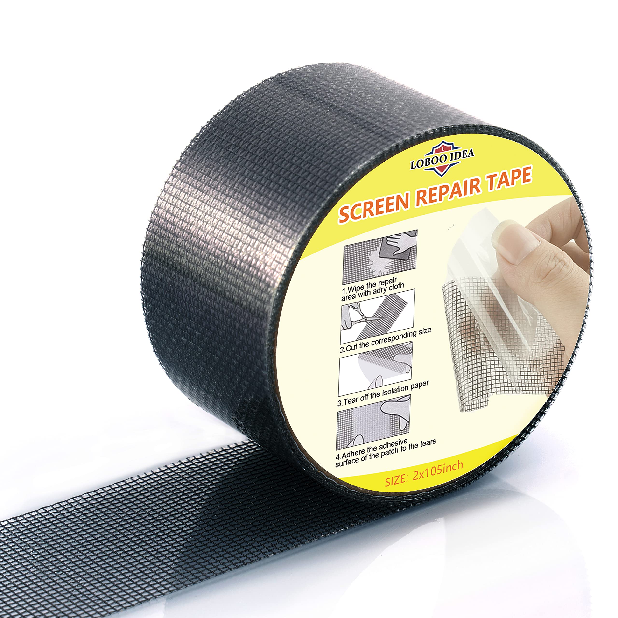 Loboo Idea Window Screen Door Tape Mesh Repair (5x200cm, Black)