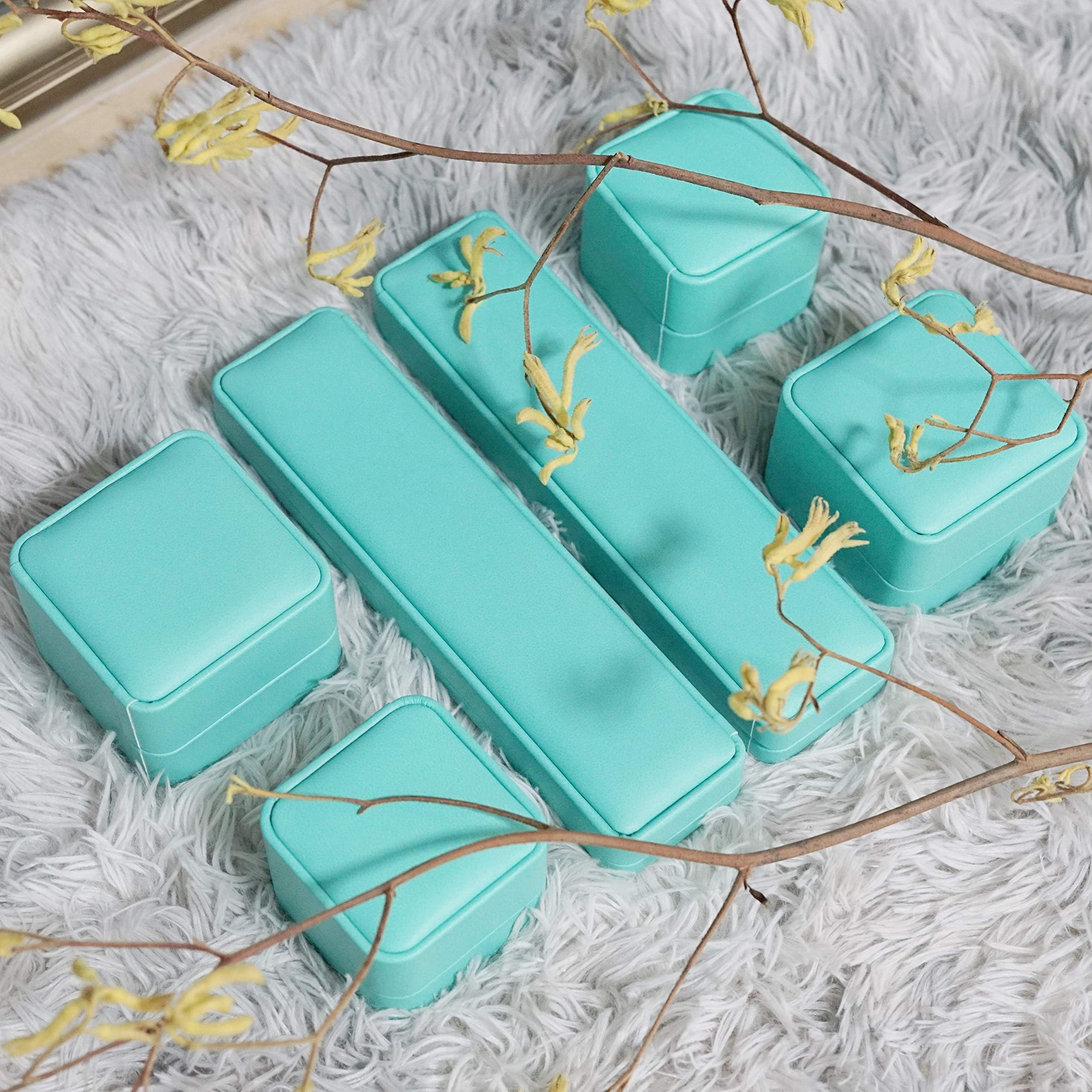 Zhenpony PU Leather Box with Luxury Velvet Interior Storage Box Jewelry Packaging Gift Box for Wedding, Engagement Gift Favor Showcase Display (Jewelry Boxes Set)