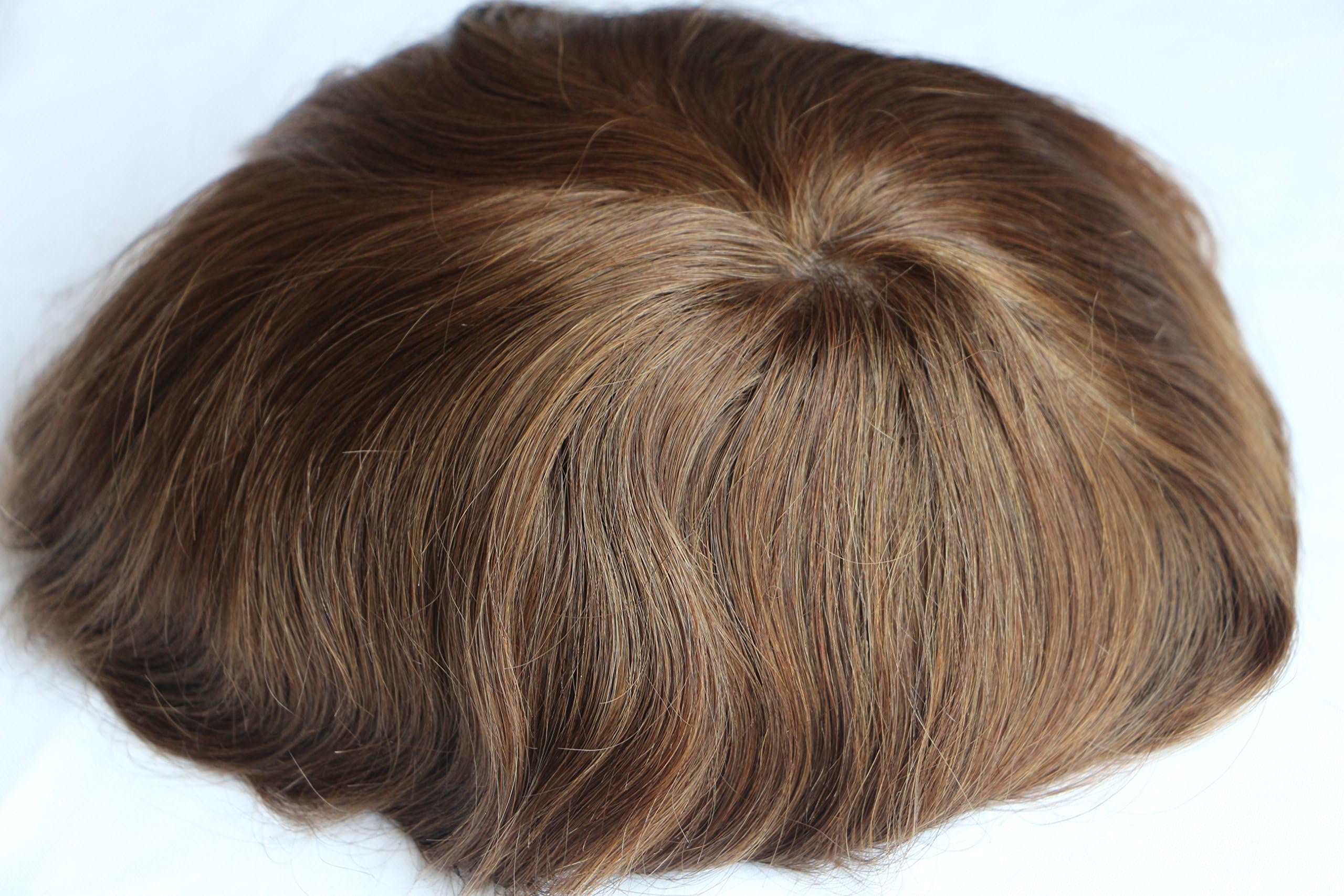 Human Hair Toupee 7x9 Inches Thin Skin Full Pu Toupee Men Hair Piece System (Color 4)