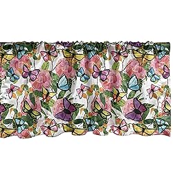 Ambesonne Dusty Blue Window Valance, Vibrant Tender