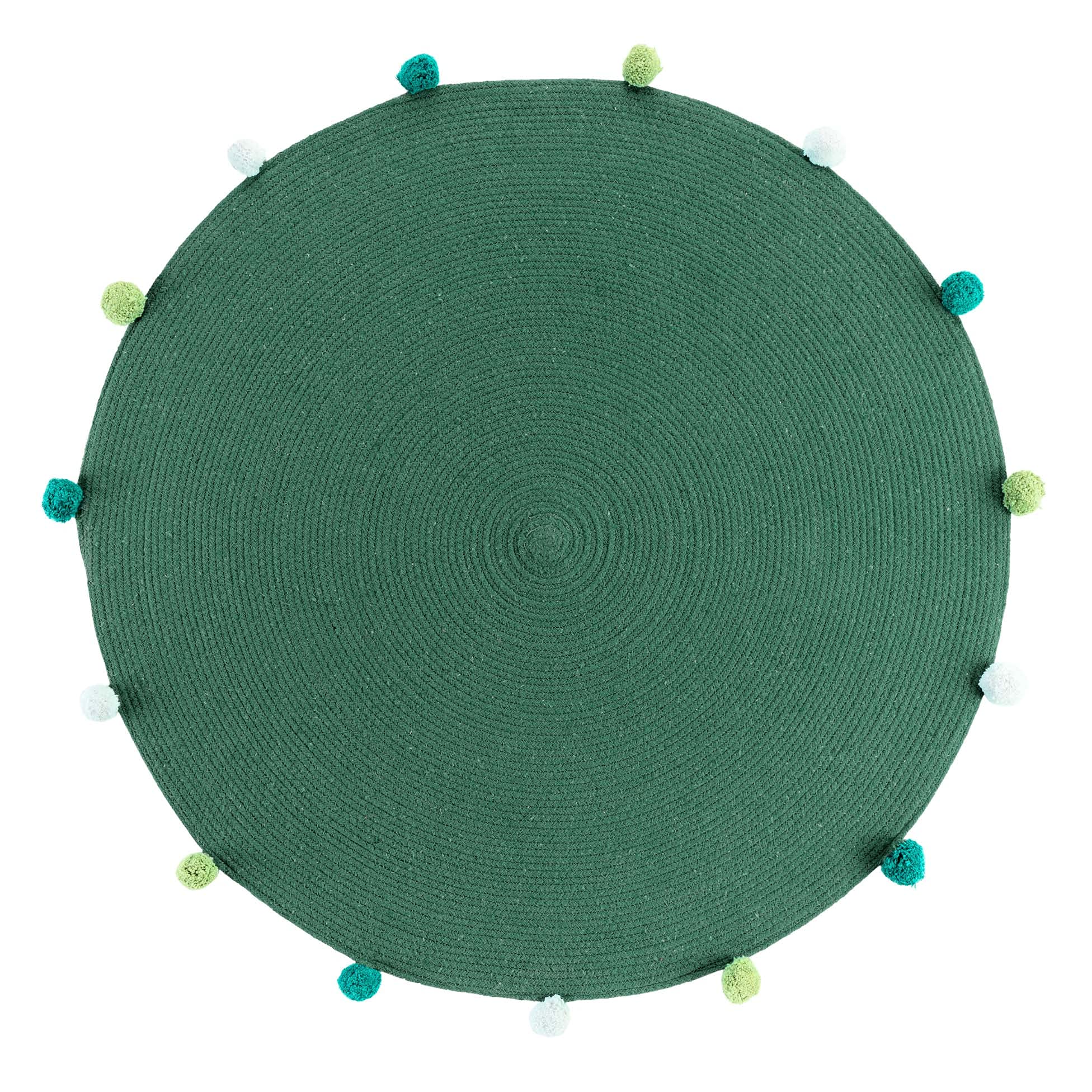 Douceur d'Intérieur Pompomparty Round Rug + Pompoms (0) 90 cm Polycotton Plain Green