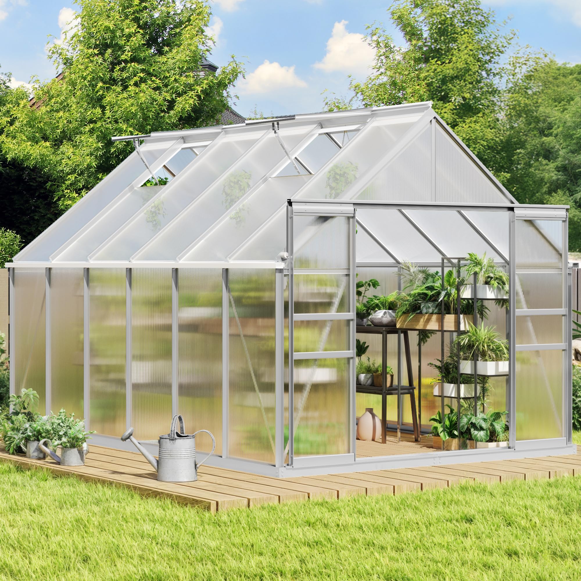 Photo 1 of *USED*
YITAHOME 8x12FT Polycarbonate Greenhouse Large Heavy Duty Green Houses Outdoor Aluminum Greenhouses with Sliding Doors Vent Window Premium Walk-in Greenhouse for Garden Backyard, Sliver