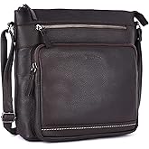 LEDERBUCK Olga Women's Extra-Large Genuine Leather Crossbody Purse – Soft Triple-Zip Shoulder Bag