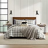 Eddie Bauer - Queen Bedding Comforter Sets, Naturally Soft & Smooth Cotton Bedding w/Matching Pillowcases, Reversible 3 Piece Bed Sets (Ashland Plaid Brown)
