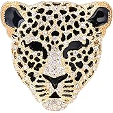 YYBONNIE Vintage Black Enamel Spotted Leopard Head Rhinestone CZ Animal Brooch Pin Lapel Pin Badge