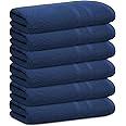 Looperry 6 Pack Small Bath Towel Set - 100% Cotton 23x46 Shower Towels 450 GSM. Lightweight & Absorbent, Soft & Quick Dry. Use for Pet Drying, Gym, Spa, Salon & More. Terry Ringspun Towels (Navy)