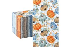 Homlouue 100PCS Fall Pumpkin Napkins, 3-Ply Thanksgiving Napkins Disposable, Guest Towels Disposable Bathroom, Fall Paper Napkins Decorative, Napkins Disposable for Bathroom Kitchen Home Decoration