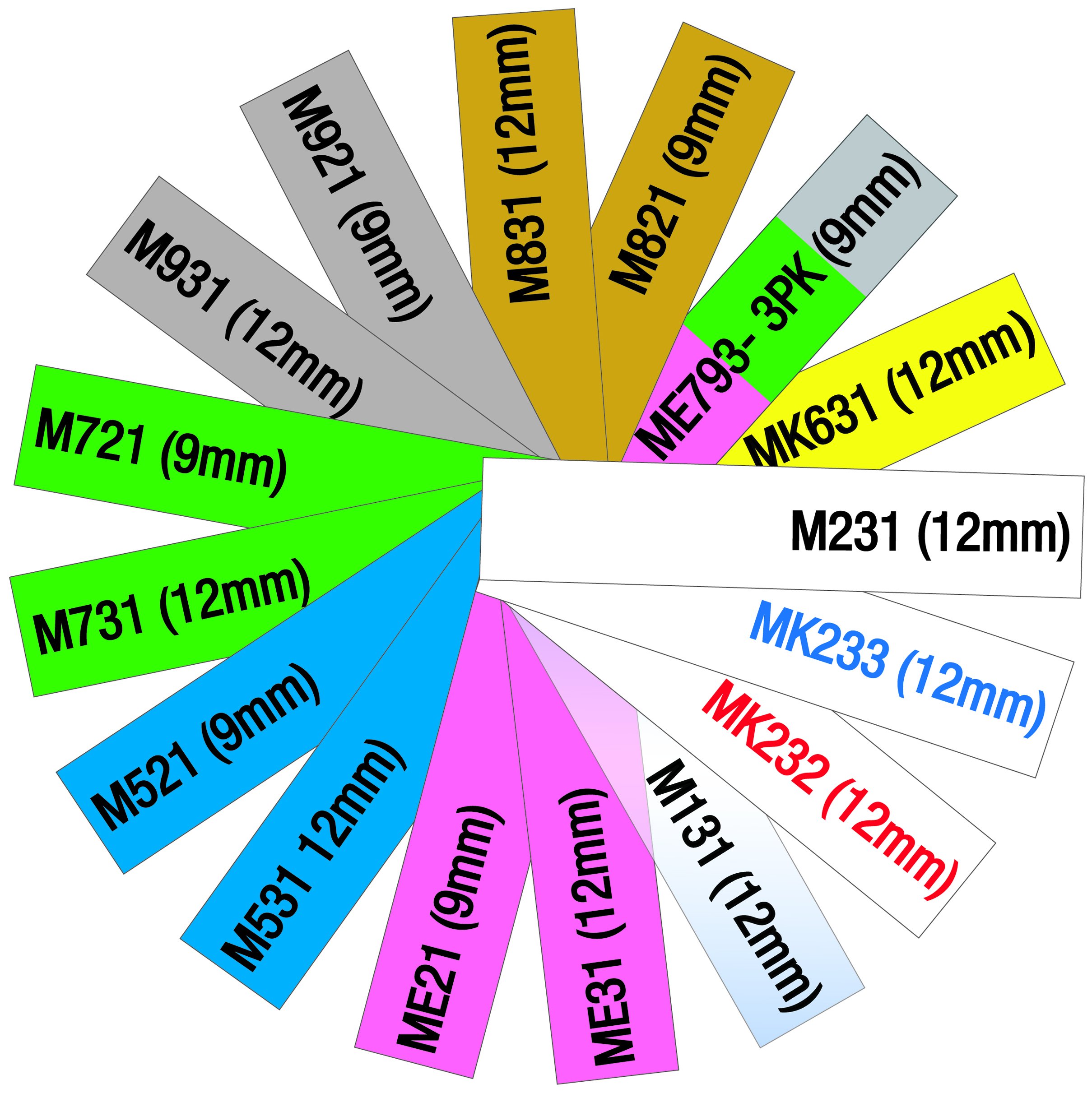 Brother Genuine P-touch M-231 Tape, 1/2" (0.47") Standard P-touch Tape, Black on White, for Indoor Use, Water Resistant, 26.2 Feet (8M), Single-Pack