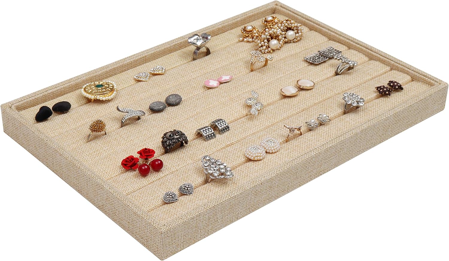 Porte-bijoux Avec Présentoir - Plateau Pour Bagues, Bracelets, Colliers - Blanc - Organisation Et Décoration