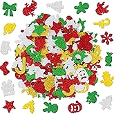 250Pcs Foam Stickers,5Sheets Glitter Christmas Shape Stickers Colorful Self Adhesive Sticker for Scrapbooking Crafts Art DIY Greeting Card Home Decor Party Supplies(Christmas Style)