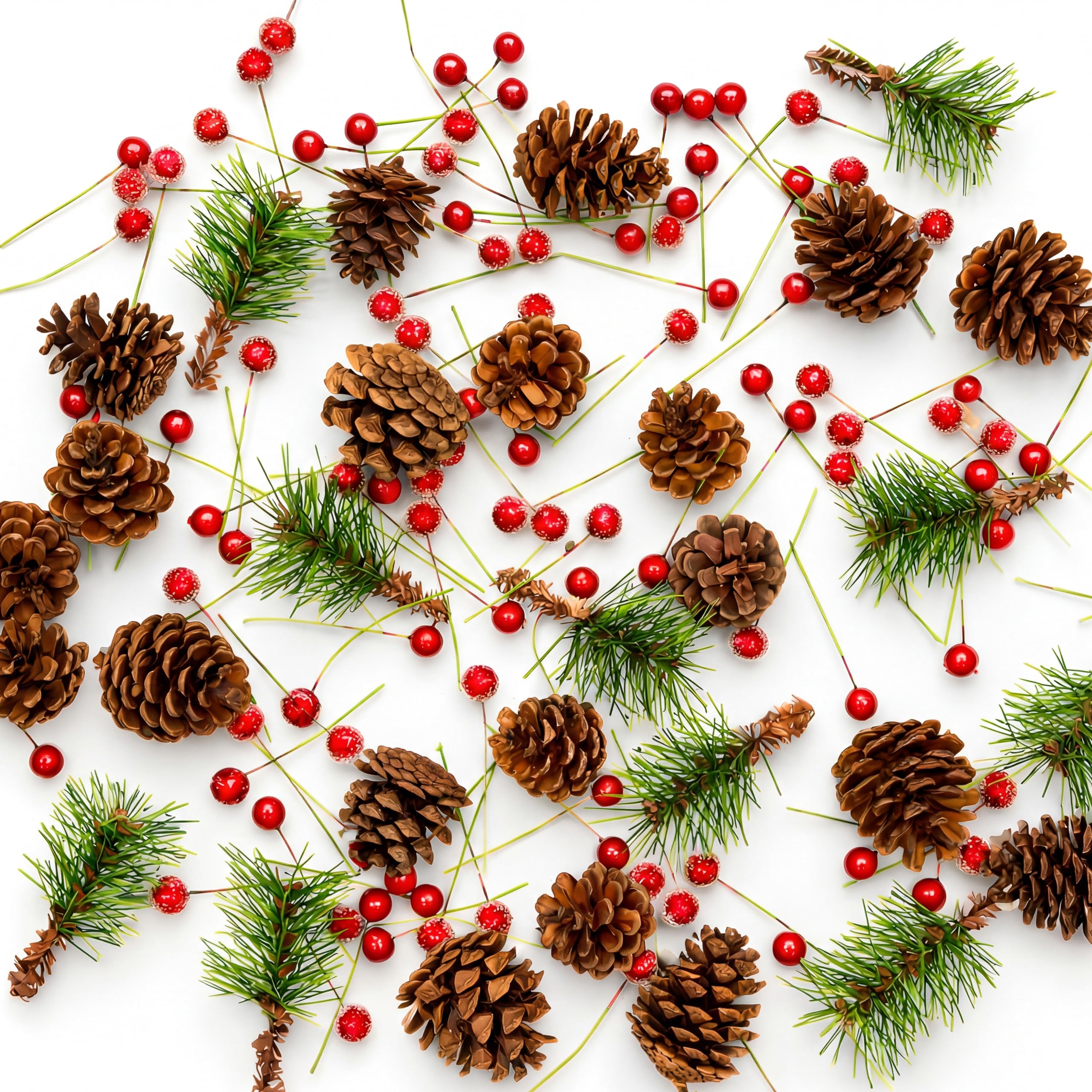 Pelle & Sol 130 Piece Christmas Crafts Realistic Pine Cones & Berry Accessory-DIY Wreath Making Supplies Xmas Tree Ornaments for Christmas Decorations