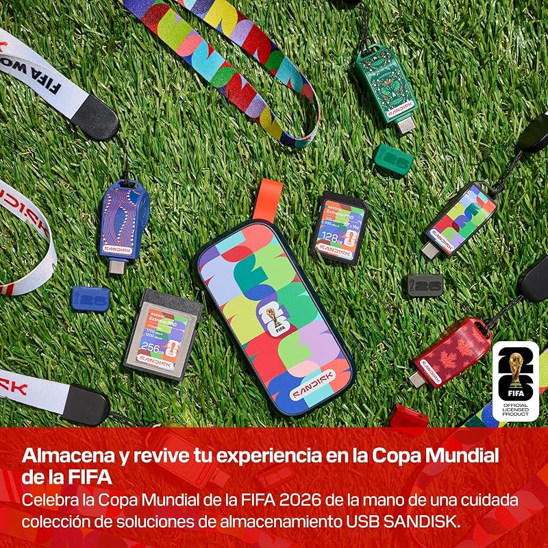 Unidad Flash USB-C edición FIFA World Cup 2026 Global de 64 GB (de hasta 300 MB/s de Velocidad de Transferencia, la aplicación SANDISK Memory Zone)