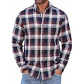 COOFANDY Mens Flannel Shirts Long Sleeve Button Down Shirt with Pocket Casual Shirts Work Shirts for Men