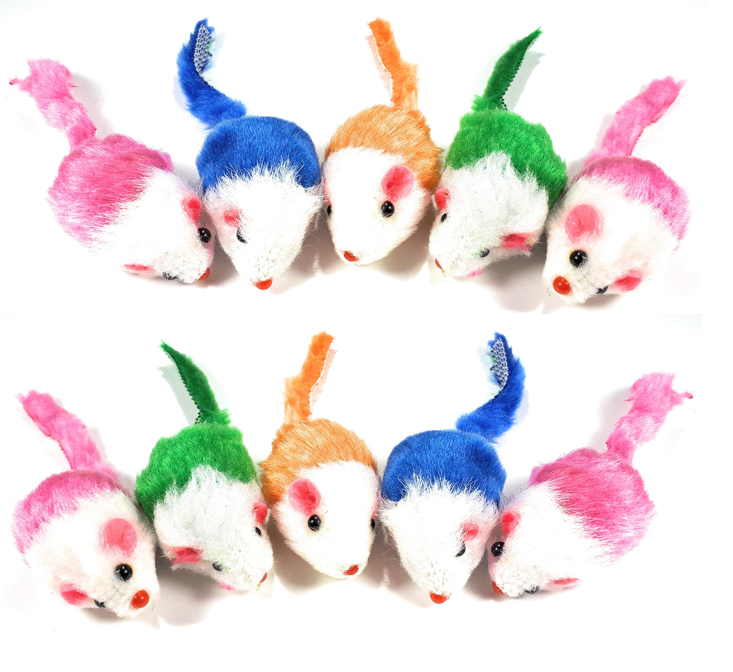 Play Fur Mice Cat Toys Mixed Bag of 10 Play Mice with Rattling Sounds