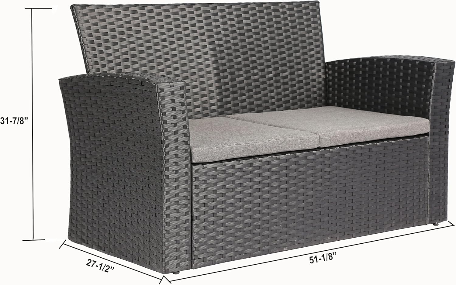 Baner Garden 4 Pieces Outdoor Furniture Complete Patio Cushion Wicker P.E Rattan Garden Set, Full, Black: Furniture & Decor
