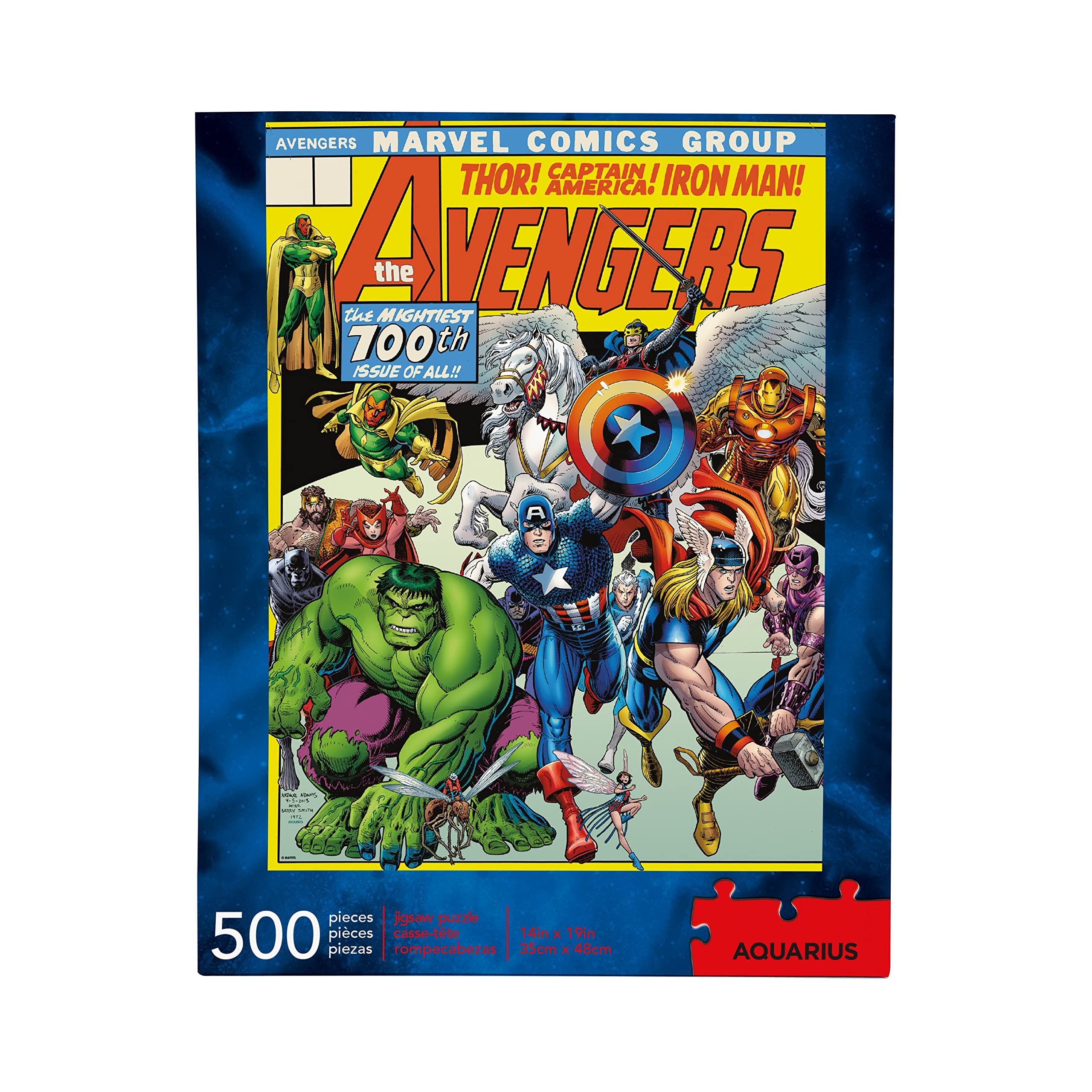AQUARIUS Marvel Avengers Puzzle (rompecabezas de 500 piezas) - Mercancía y coleccionables con licencia oficial de Marvel - Sin deslumbramiento - Ajuste de precisión - Prácticamente sin polvo de rompecabezas - 14 x 19 pulgadas