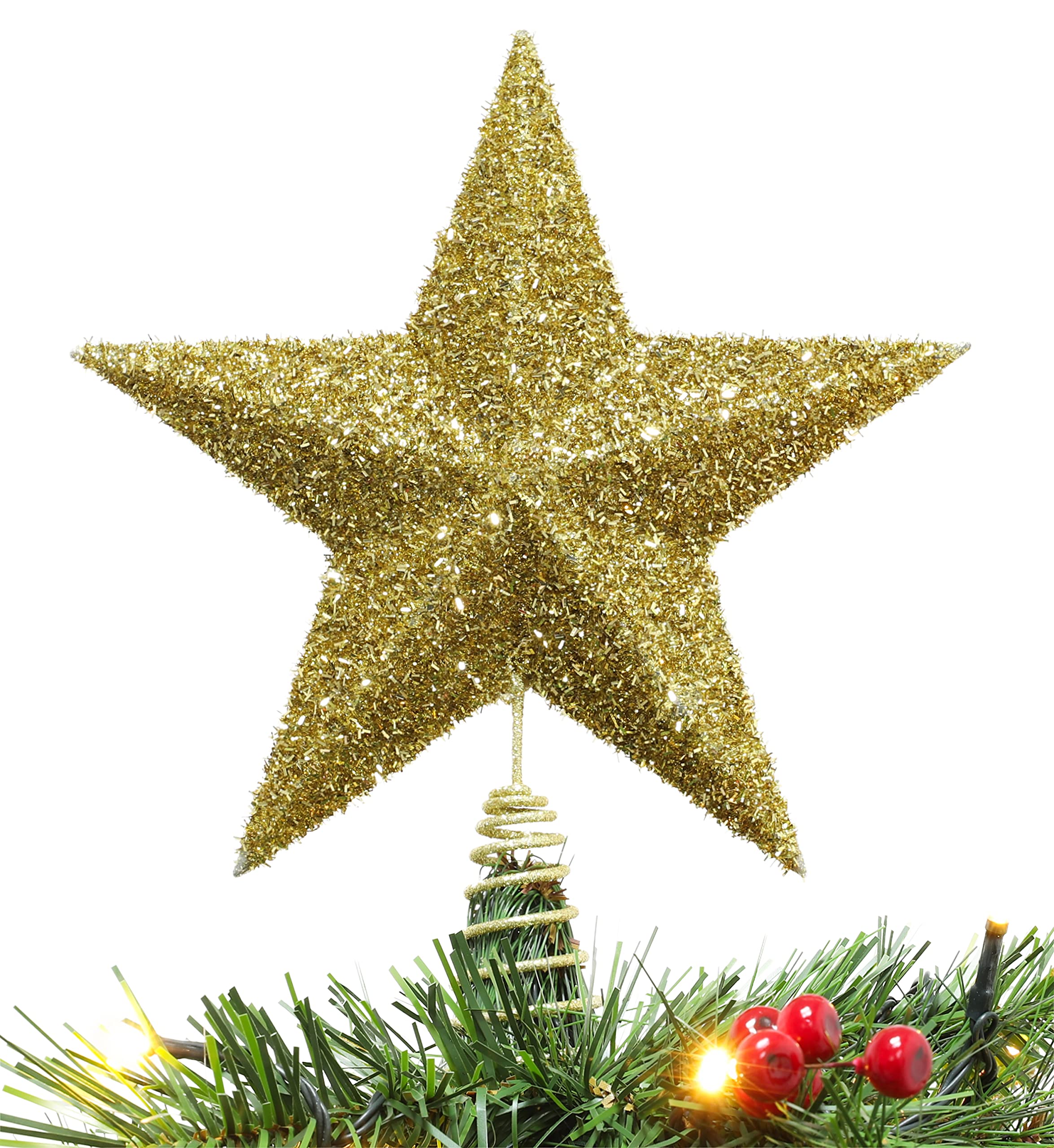 Christmas Concepts® 280mm (11") Sparkly Tree Top Star - Luxury Christmas Decorations (Gold)