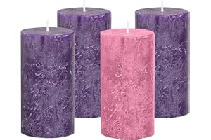 ELITE HOLIDAY PRODUCTS Advent Candle Set of 4 - Rustic Pillar Advent Candles - Made in The USA - Christmas Advent Candles for Advent Rings, Advent Wreaths, Ring and Wreath Candle Holders - Church & Home Decoration Unscented