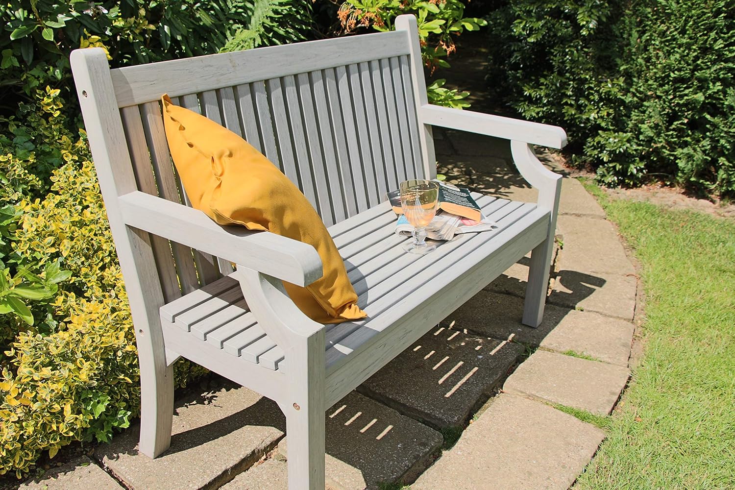 WINAWOOD SANDWICK 3 SEAT THIN SLAT BENCH STONE GREY Amazon.co.uk