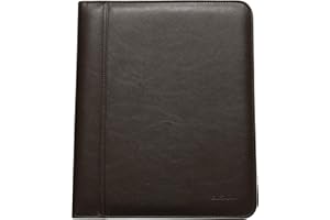 Ben Sherman 12" Vegan Saffiano Bi-fold Business School, Work, Professional Padfolio Binder, Brown, Faux Leather Writing Pad