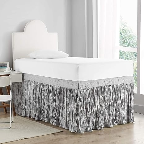 Amazon Com Dormco Crinkle Bed Skirt Twin Xl 3 Panel Set Alloy Home Kitchen