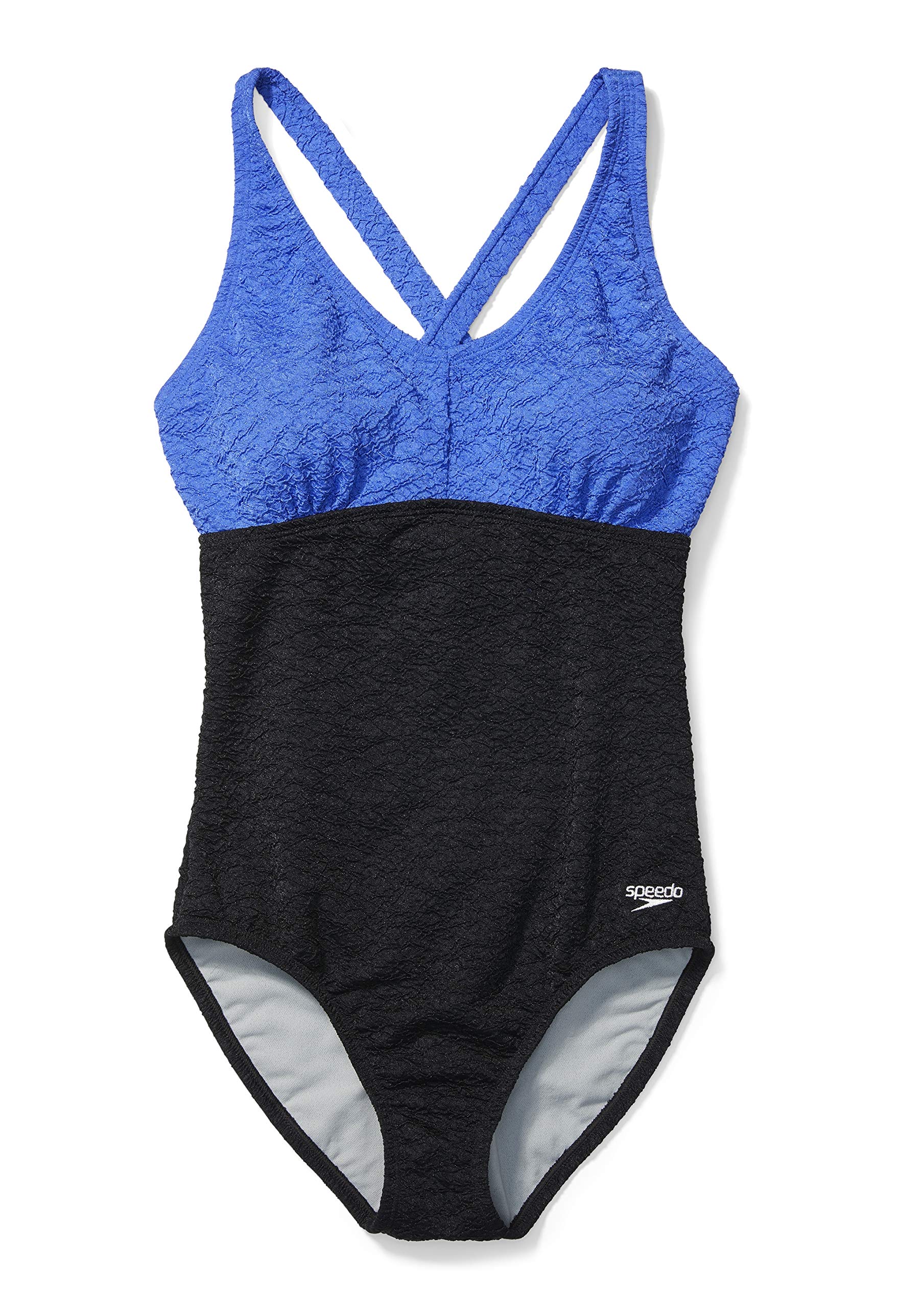 Speedo Women's Swimsuit One Piece Pebble Texture Crossback Moderate Cut