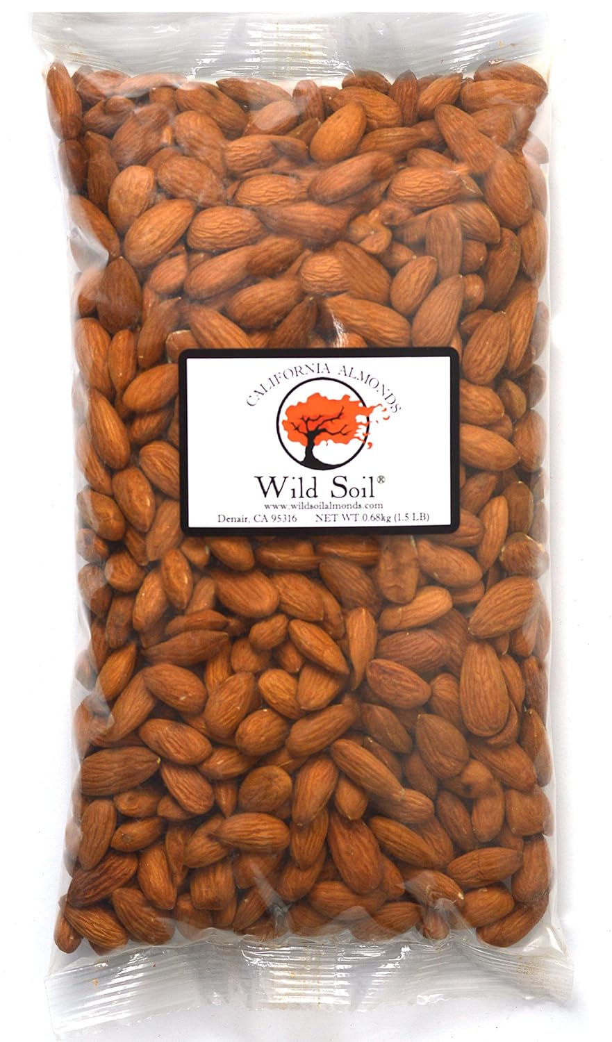 Wild Soil Almonds - Distinct and Superior to Organic, Herbicide Free, Steam Pasteurized, Probiotic, Raw 1.5LB Bag, Emergency/Survival Food