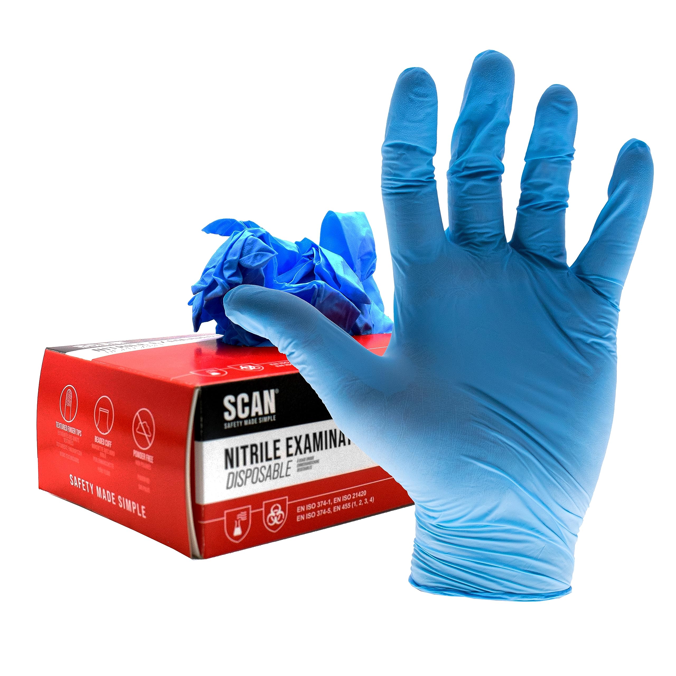 Scan SCAGLODNL Nitrile Gloves Disposable Blue Large 100 Pack