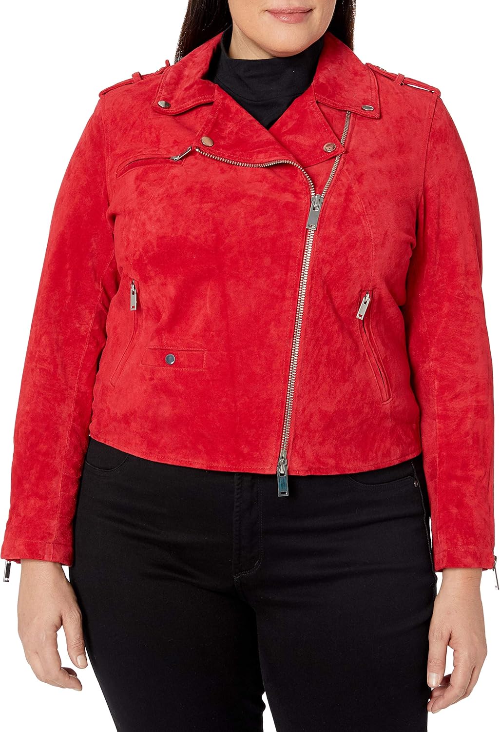 plus size red moto jacket