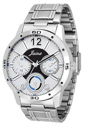 Jainx Silver Round Dial Analogue Watch For Men & Boys - Jm201
