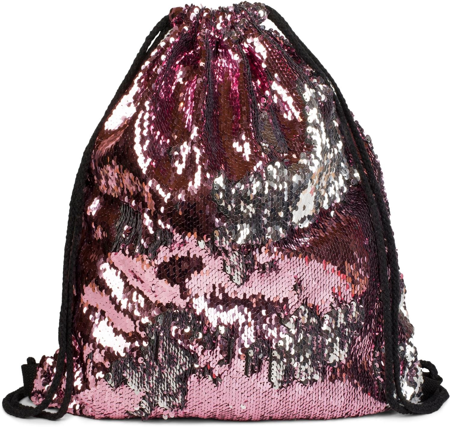 styleBREAKER hipster gym bag with sequins, rucksack, sports bag. bag, unisex 02012110, Colour:Old Rose/Silver