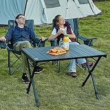 Timber Ridge Folding Camping Table 108x71cm Aluminum 100kg Black view 2