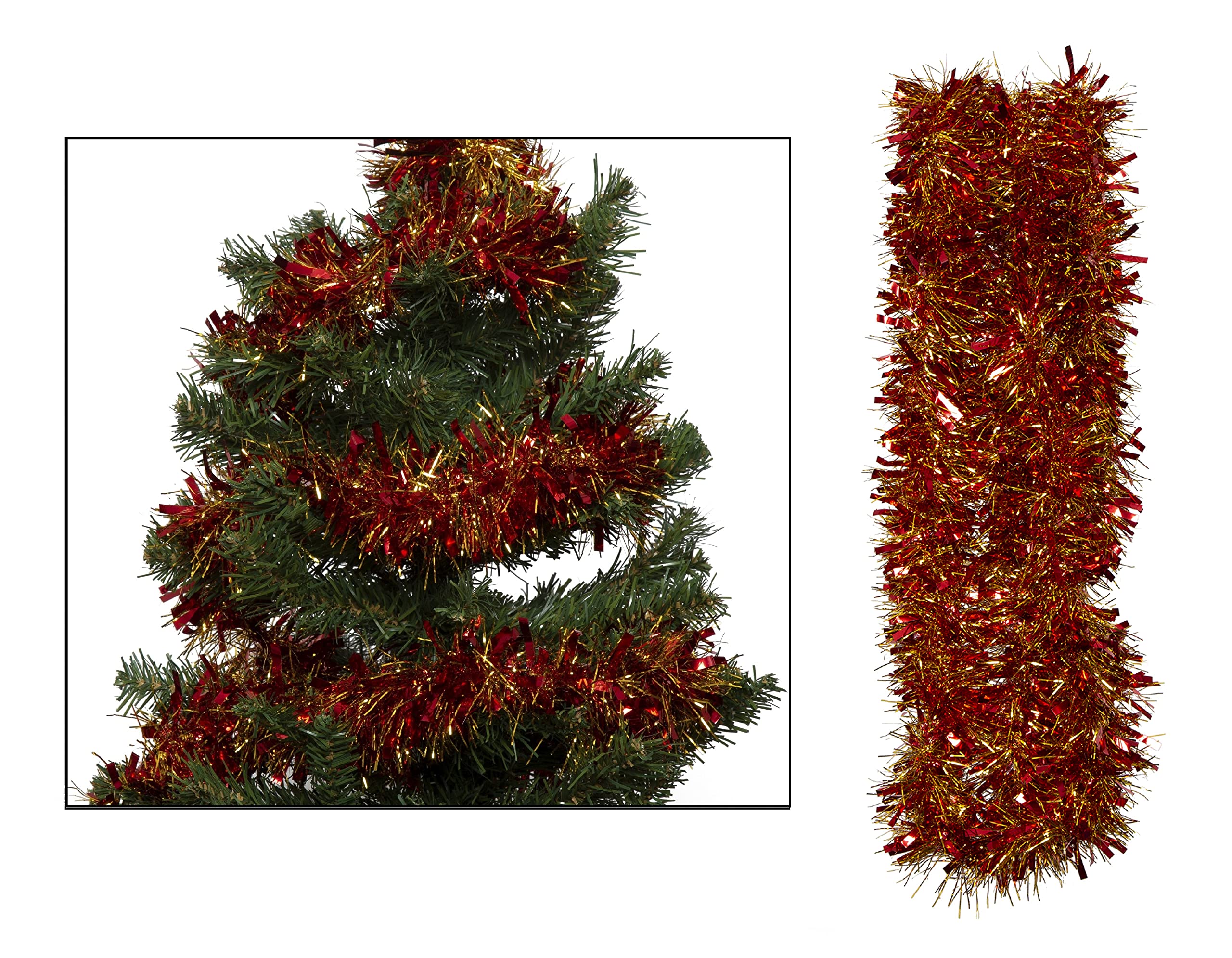 Simply Products 4M Chunky/Fine Cut Christmas Tinsel Garland Decoration (Red & Gold)