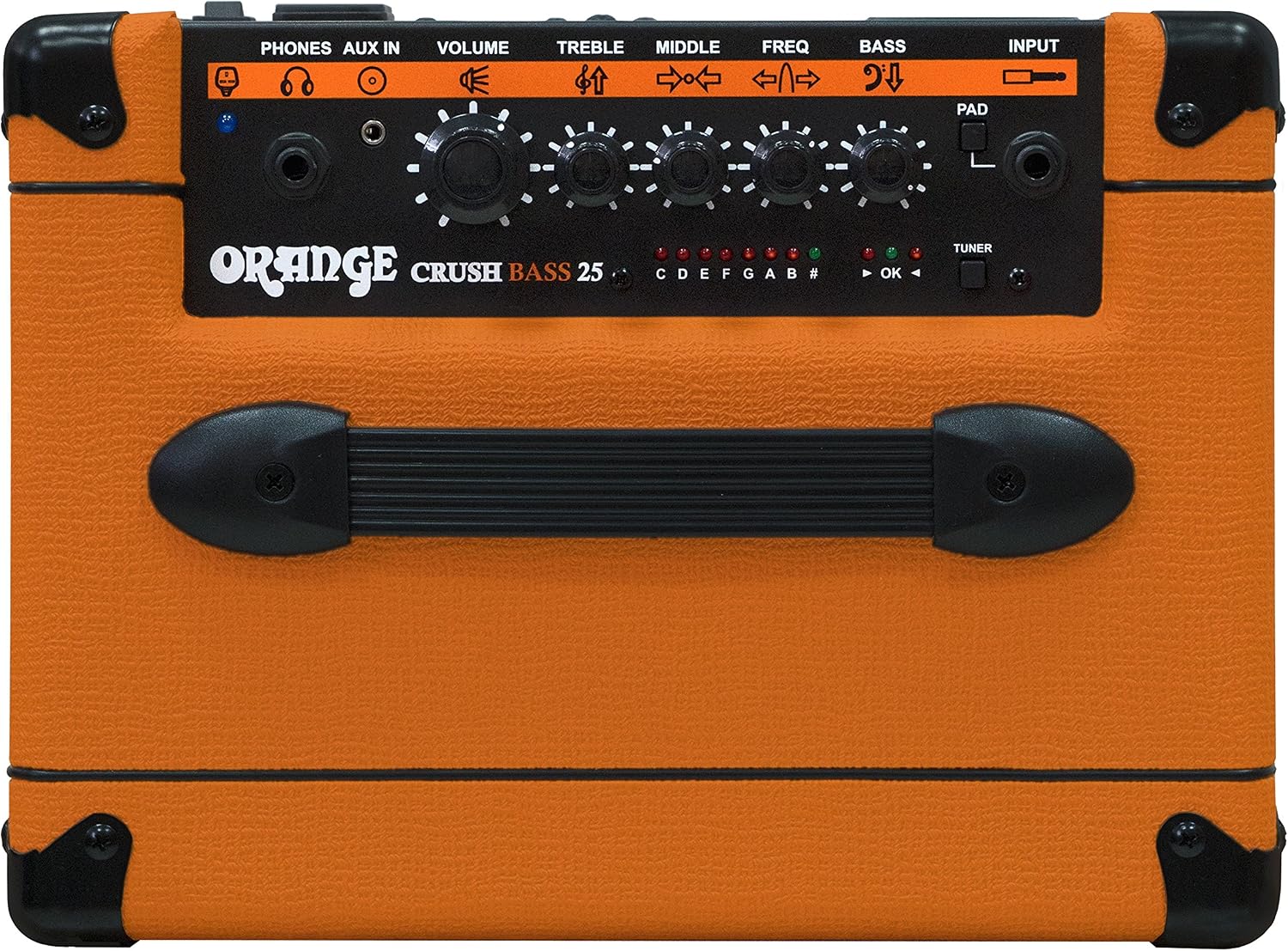 Orange Crush Bass 25-25 Watt Bass Guitar Amp, 25W Amplifier, Combo, Active 3-Band EQ, Built-In Tuner, Headphone Output - Image 5