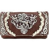 Justin West Horse Floral Embroidery Square Stud