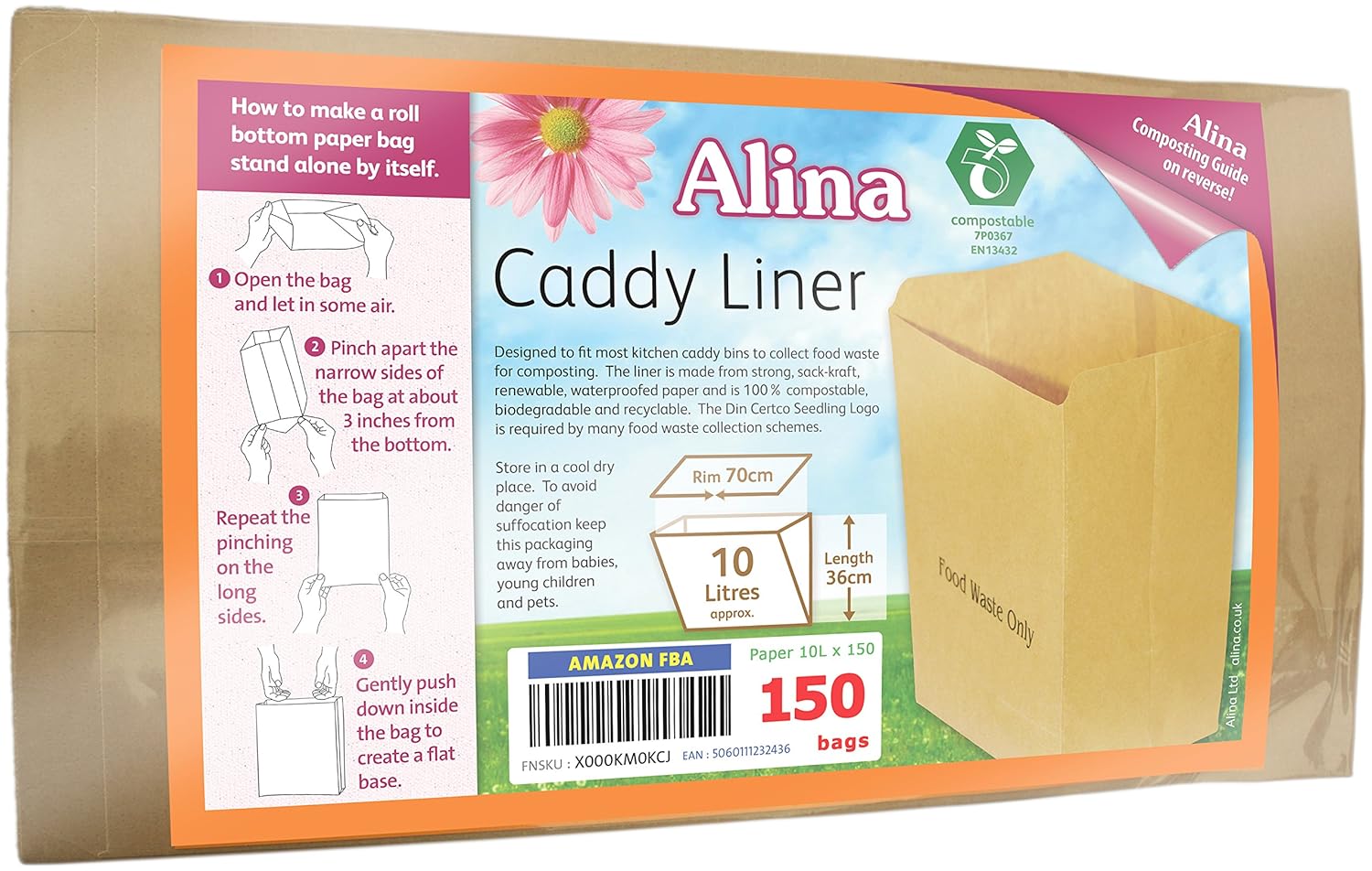 Laundry, Storage & Organisation Alina 25 x 10L Compostable Paper Caddy