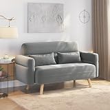 Yaheetech Small Modern Fabric Loveseat 116cm Light Grey with Pillows view 3
