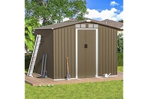 Delnavik 8X6 FT Outdoor Metal Storage Shed, Metal Shed Kit with Double Doorknobs and Air Vents Waterproof Sheds Cabinet for Patio and Outside