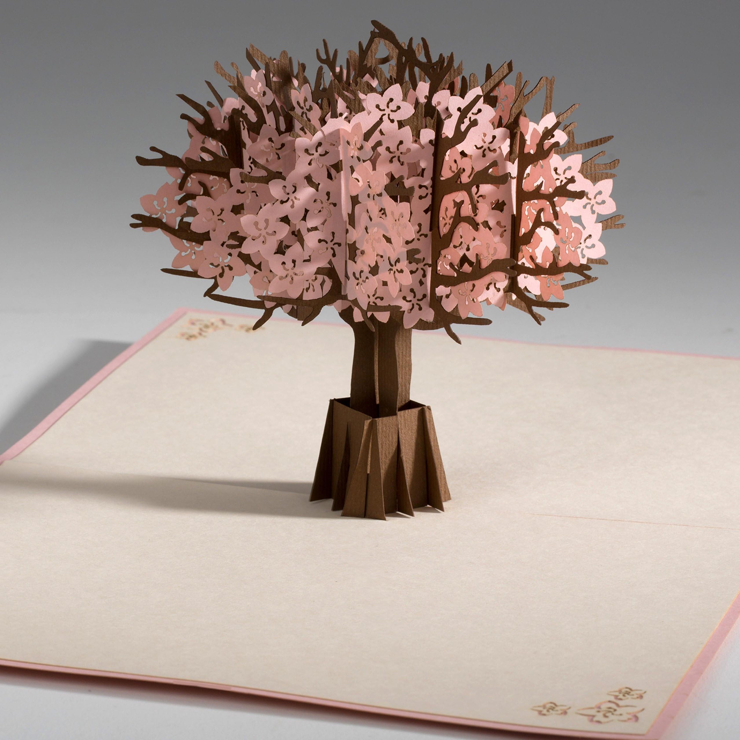 Unique, Funny & Beautiful Cherry Blossom Tree 3D Pop UP Greeting Card & Envelope for all Occasions – Birthday, Mother’s Day, Father’s Day, Graduation, Anniversary, Thank You Note