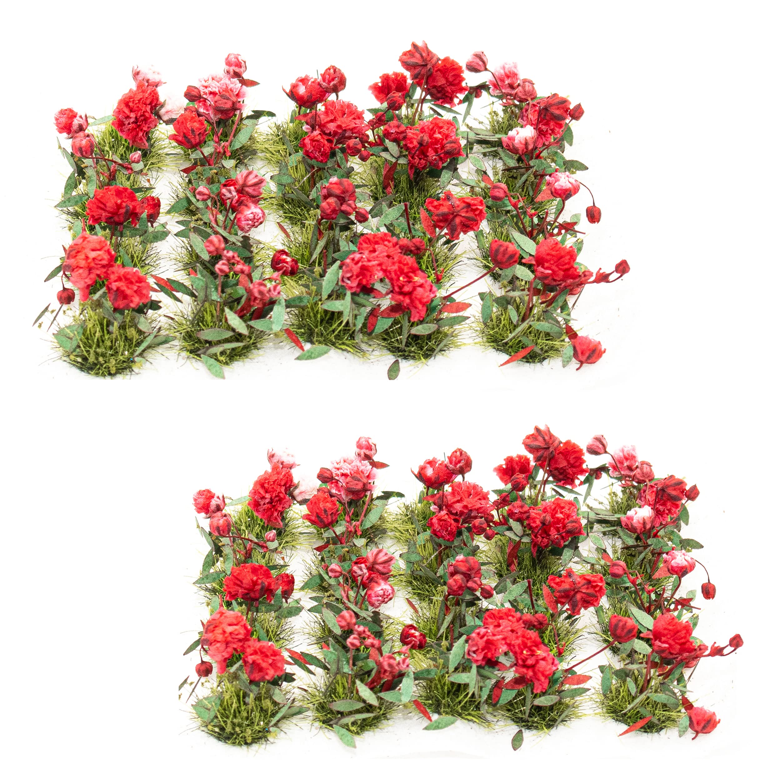 40 Pcs Flower Cluster Flower Vegetation Groups Grass Tufts Miniature Static Scenery Model for DIY Architecture Building Model Railway Train Diorama Garden Scenery Landscape Layout (Red)