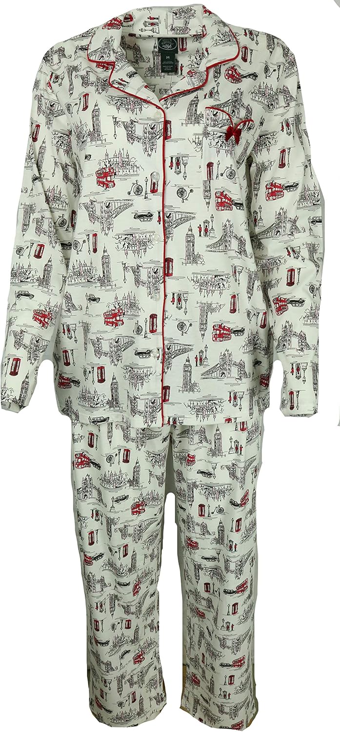 Laura Ashley Women's Cotton Pajama Set White XL Amazon.co.uk Clothing