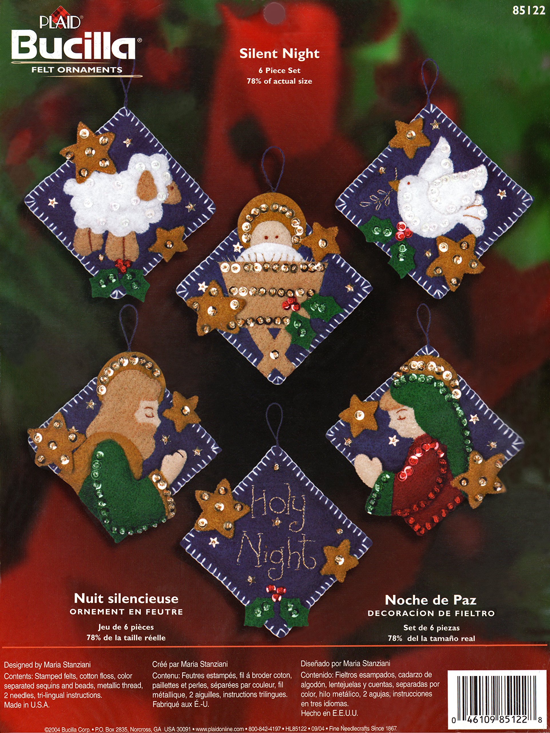 4x5 Santa Black Bear Cabin Bucilla e Felt Applique 6 Piece Ornament Kit Sewing Sewing Project Kits Femsa Com