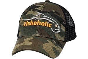 Fishoholic Snapback Baseball Fishing Hat - Mesh Trucker Fishing Gift for Dad Father
