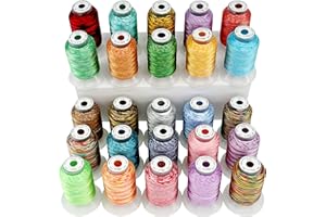 New brothread 25 Colors Variegated Polyester Embroidery Machine Thread Kit 500M (550Y) Compatible with Brother Janome Babyloc