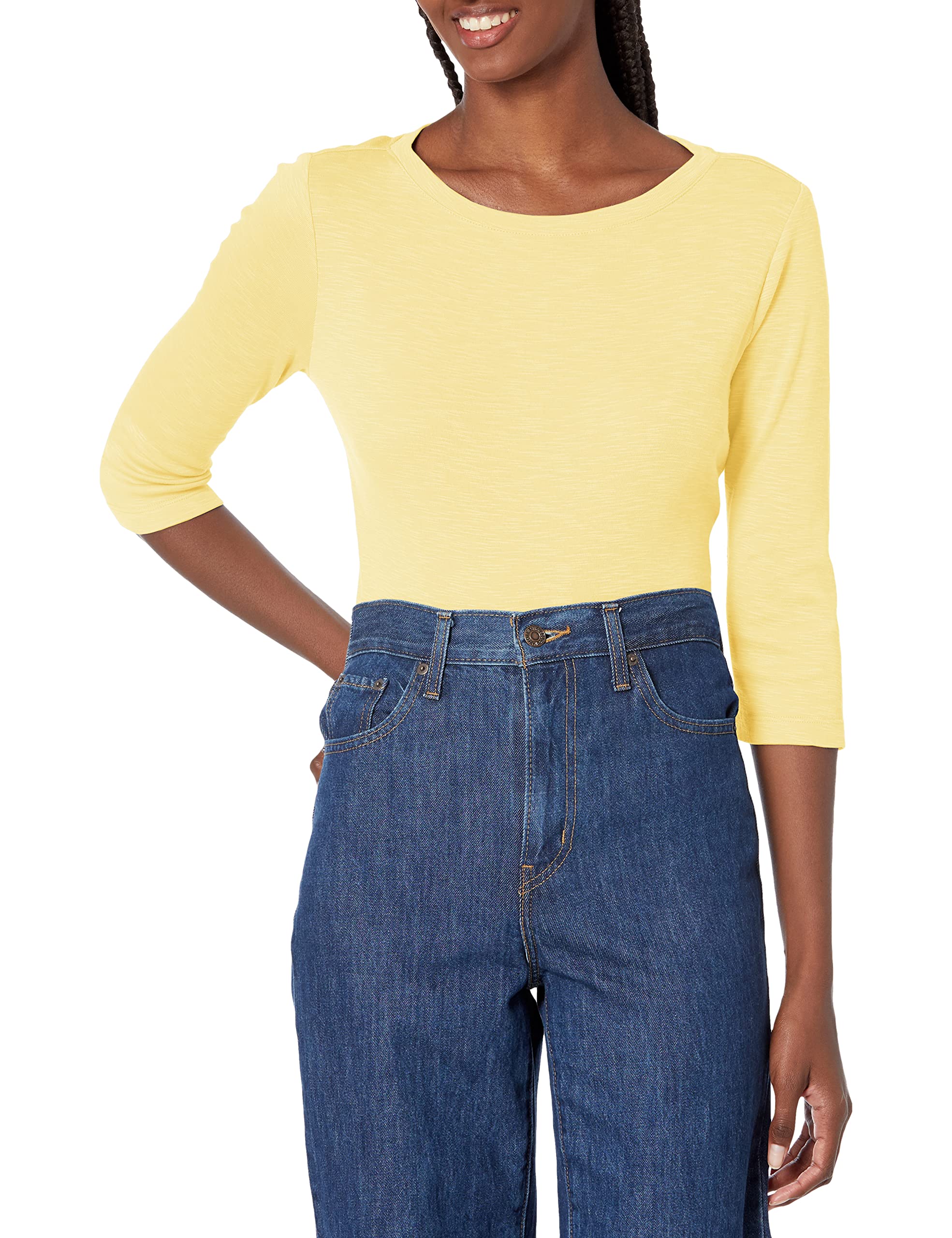 NIC+ZOE Women’s 3/4 Sleeve Boat TEE, Chamomile