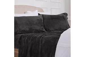 NY Loft Ultra Soft Micro Fleece Sheets Set with Extra Deep Pockets | Super Plush Polar Fleece | Velvet Plush Cozy Warmth | Tribeca Collection (Twin, Black)