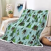 Big Foot Blanket Funny Sasquatch Throws and Blankets Soft Fuzzy Flannel Blanket for Bed Couch Sofa Decor Blankets Camping Bigfoot Saquatch Lover Gift