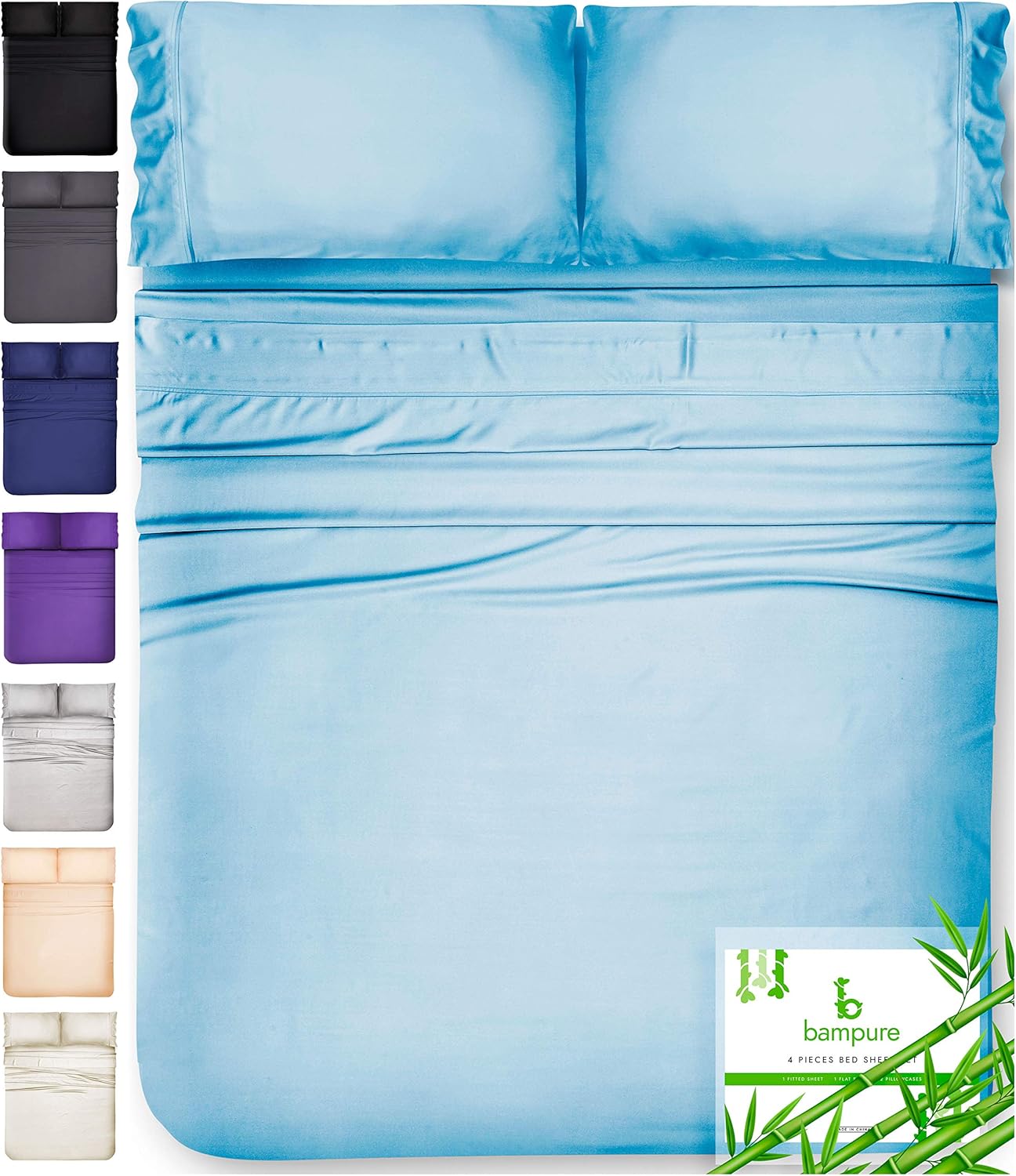 Bampure King Bamboo Sheet Light Blue Amazon.ca Home & Kitchen