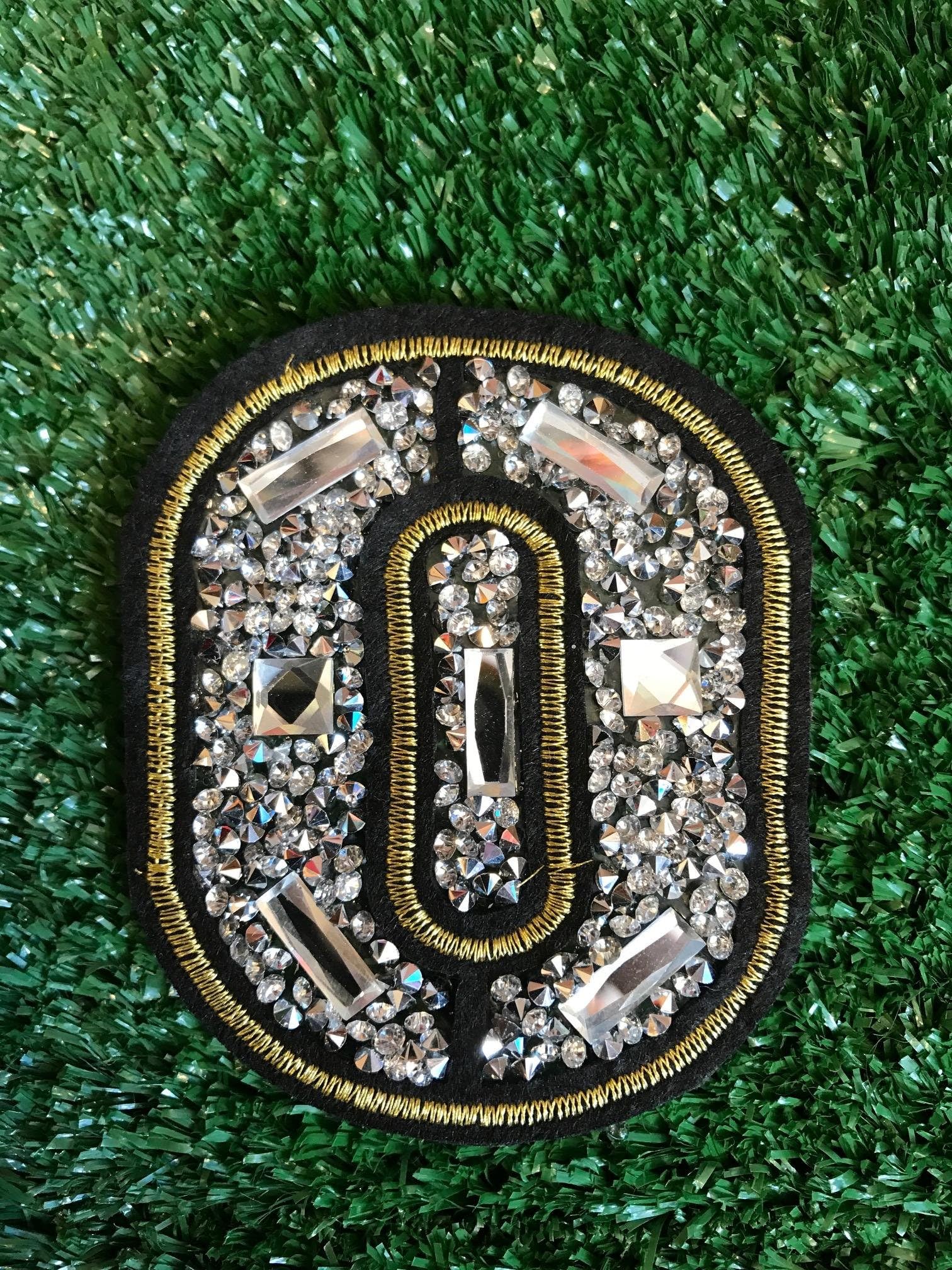 Super Unique Really Rare! Glitter Look! Delegated embroidered work Lucky Number Zero 0 Digit Fabric Crystal Iron Sew On Adhesive Embroidered Applique Badge for Cap Jacket Jeans Scrapbook by Indy Patch