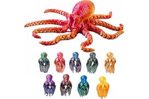 22 Network 3D Printed Octopus Fidget Toy, Fun and Educational Animal Desk Toys for Kids, 4.0 inch, Desktop Pets Stuff, Ocean Lovers, and Easter Gifts (Red)